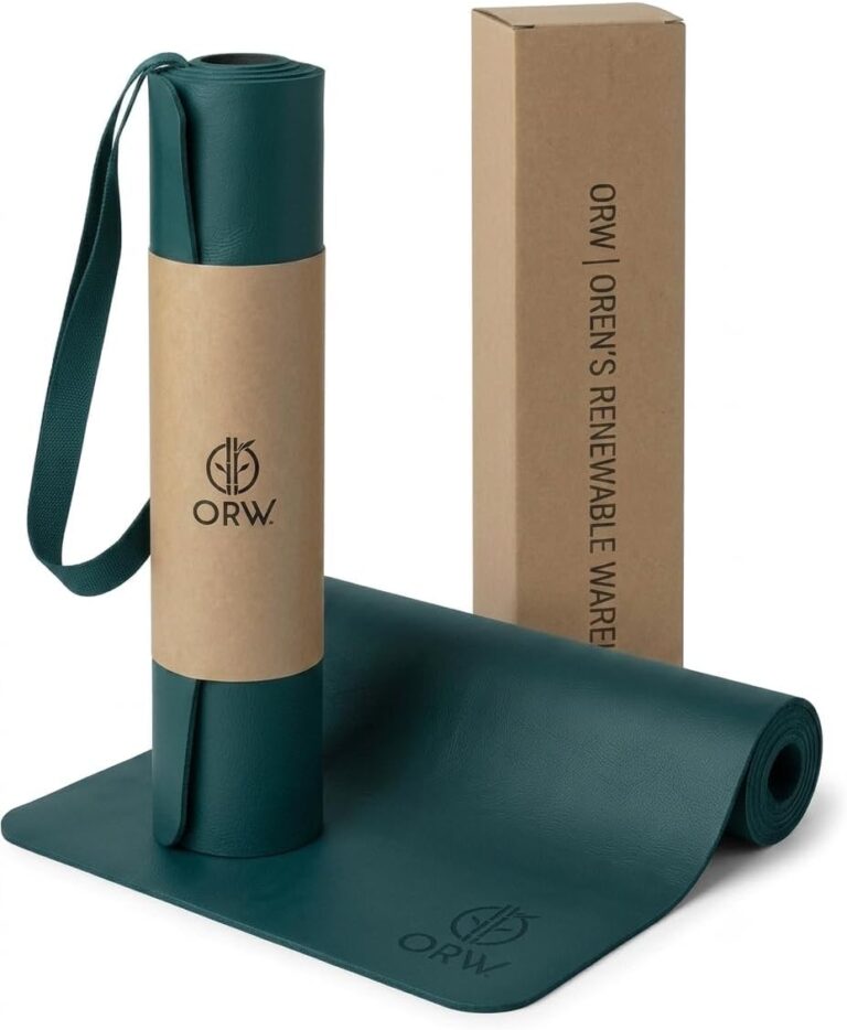 ORW Non Slip Hot Yoga Mat with Carrying Strap - Grip Surface & Natural Rubber Base, REACH Tested, Home & Studio Practice