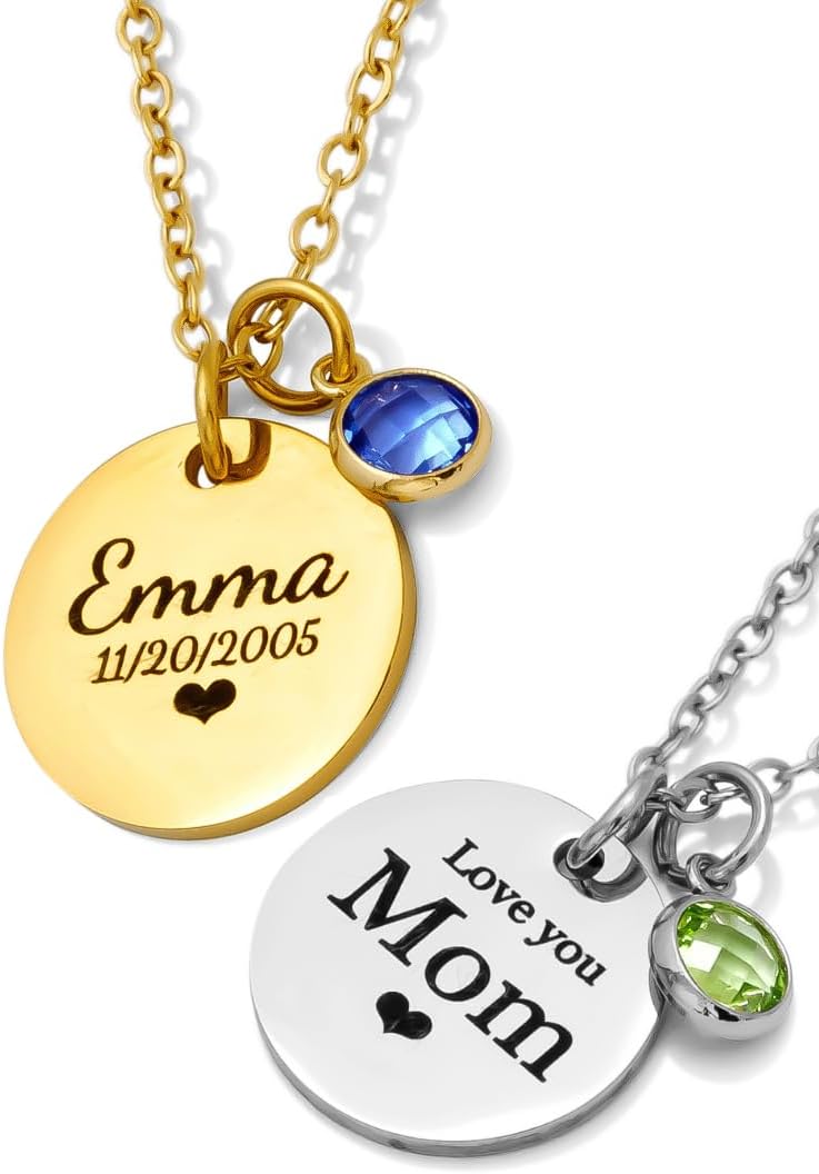 Custom Engraved 3D Vertical Pillar Bar Necklace – Personalized Name Pendant – 1 to 4 Sides – Non-Tarnish Stainless Steel – Gold/Silver – Adjustable Chain – Gift for Her, Mom/Dad With Kids Names