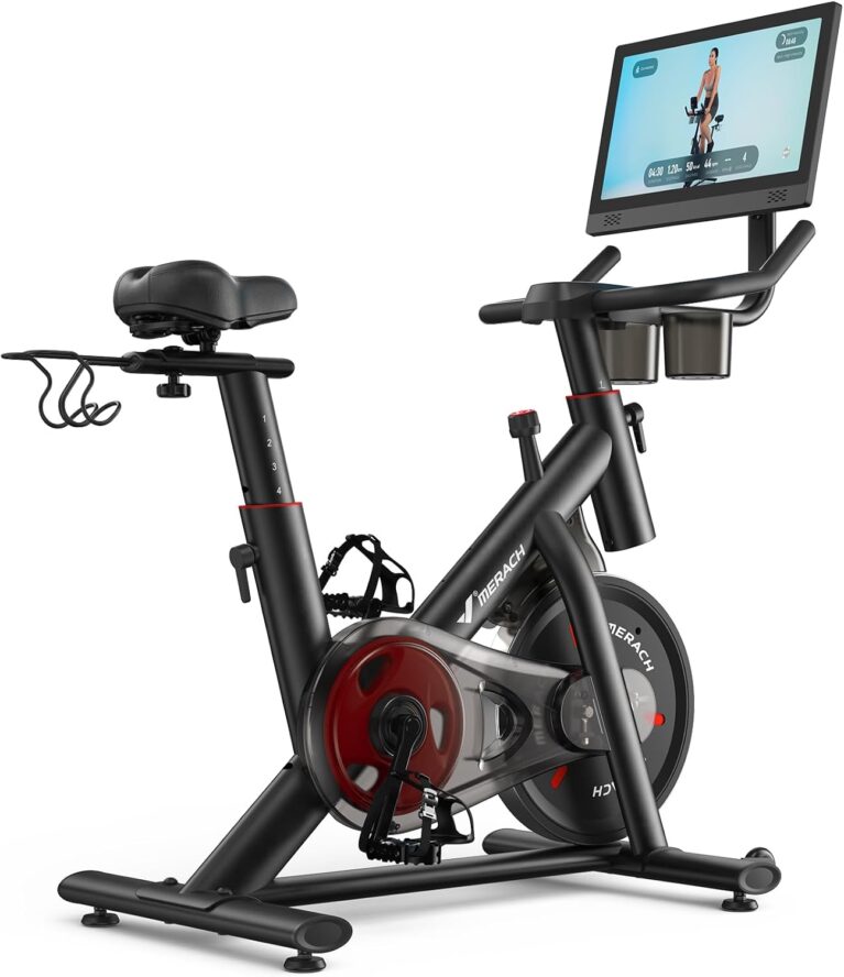 MERACH Exercise Bike, Magnetic Friction Stationary Bike for Home with APP