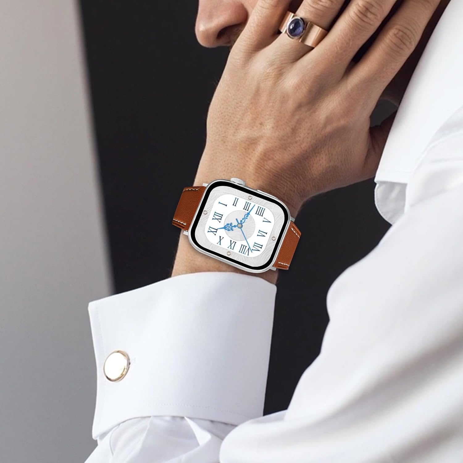 Premium Italy Leather Bands Compatible with Apple Watch Band 40mm 38mm 41mm 42mm 44mm 45mm 46mm 49mm Women Men, Leather Smartwatch Replacement Straps for iWatch Series Ultra SE 11 10 9 8 7 6 5 4 3 2 1 - Image 6