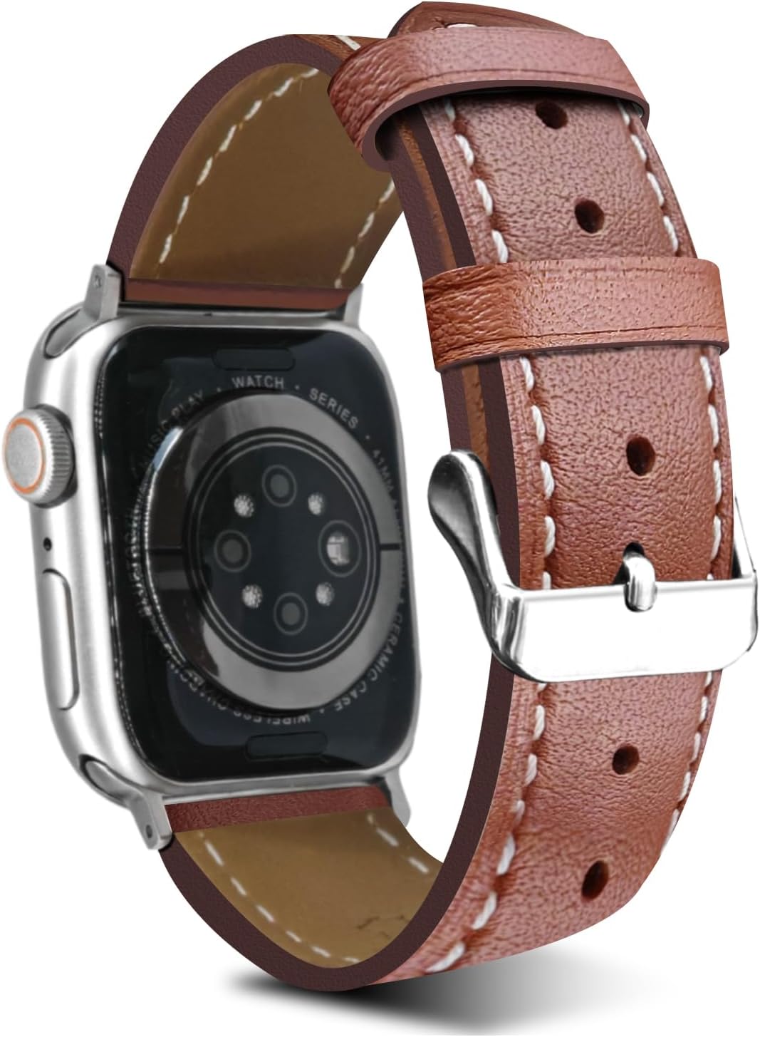 Premium Italy Leather Bands Compatible with Apple Watch Band 40mm 38mm 41mm 42mm 44mm 45mm 46mm 49mm Women Men, Leather Smartwatch Replacement Straps for iWatch Series Ultra SE 11 10 9 8 7 6 5 4 3 2 1