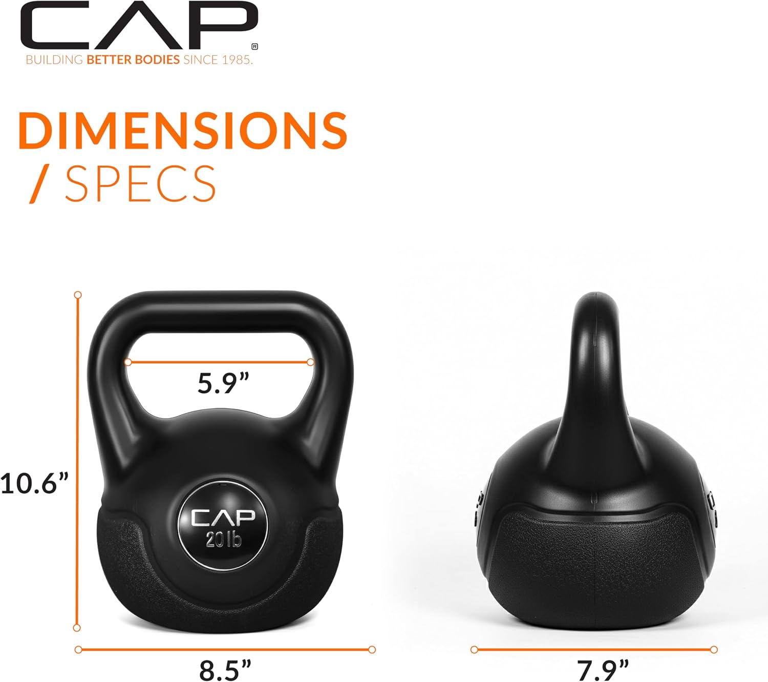 CAP Barbell 45 LB Cement Kettlebell Set – 10 lb, 15 lb & 20 lb Vinyl-Coated Kettlebells for Strength Training, Cardio, Cross Training & Home Gym Workouts - Image 6