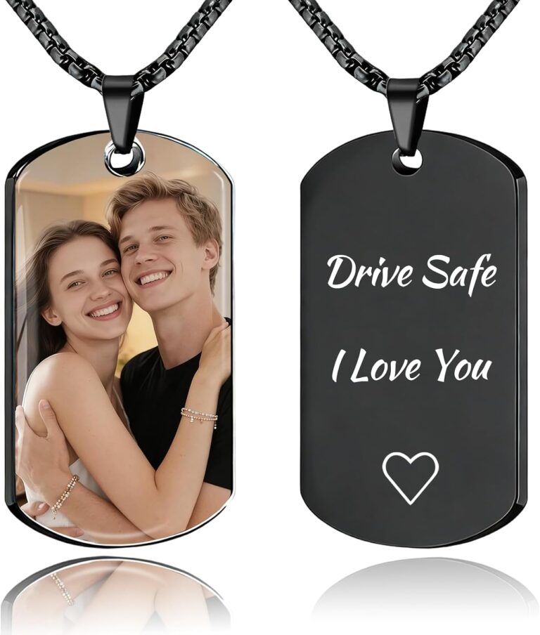 QYH Custom Picture Necklace with Picture - Personalized Gifts for Men