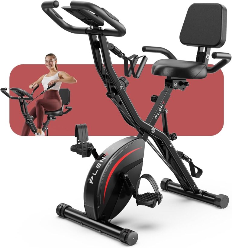 PLENY Folding Exercise Bike, 5 IN 1 Indoor Stationary Bikes for Home