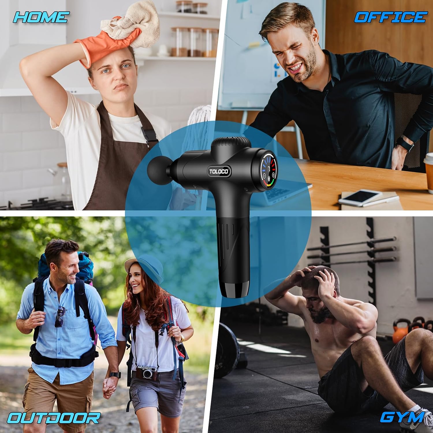 TOLOCO Massage Gun Deep Tissue, Percussion Massage Gun with 10 Replacement Heads, Super Quiet Portable Electric Massager for Athletes, Relax, Fathers Day Dad Gifts, Black - Image 6