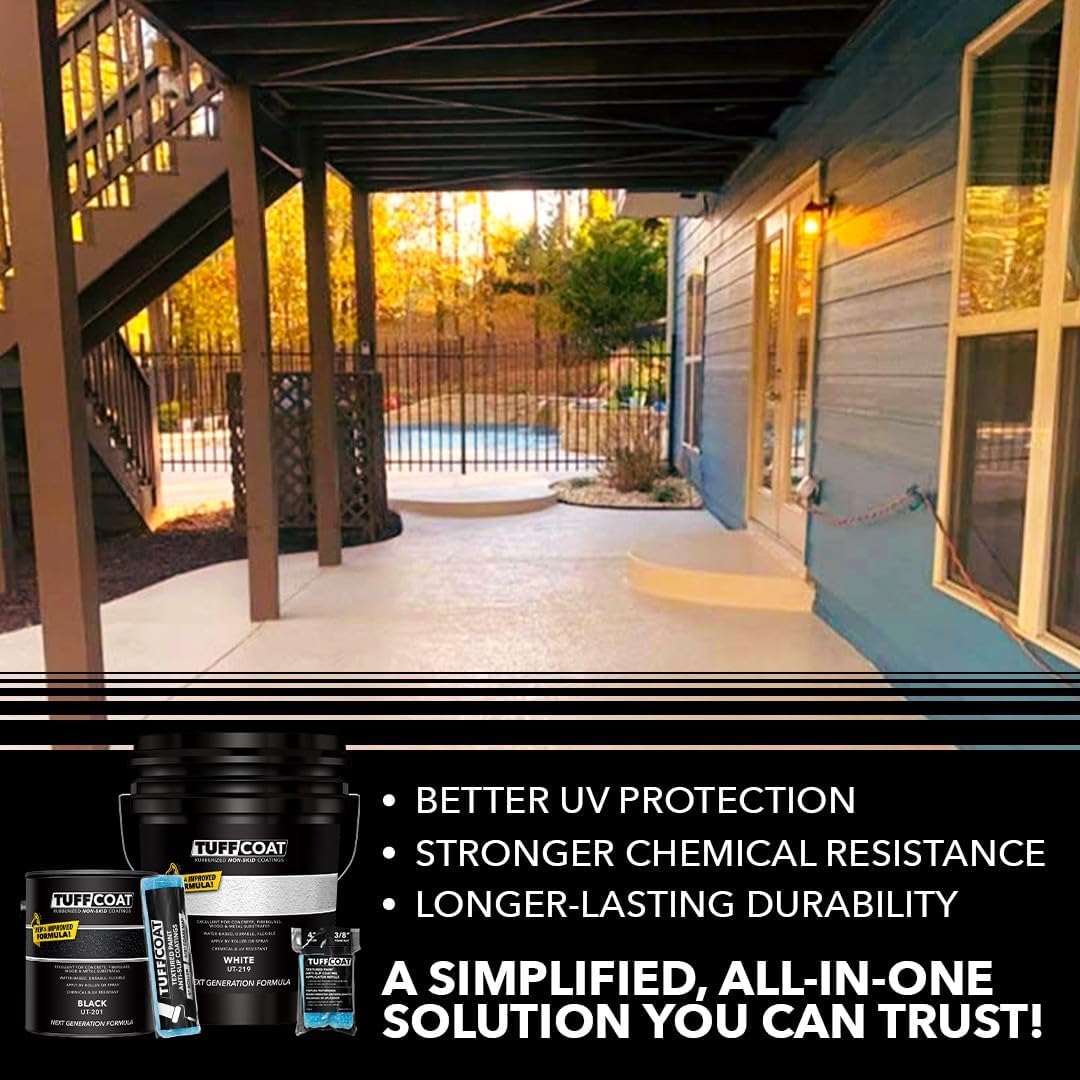 Tuff Coat Medium Texture Rubberized Non-Skid Deck Coating – Textured Non-Slip Safety Surface for Pool Decks, Docks, Boat Ramps, Patios, Walkways & High-Traffic Areas (UT-218 Waterpark Blue 1-gallon) - Image 6