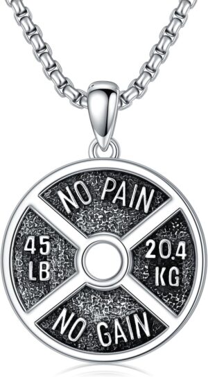Dumbbell Necklace 925 Sterling Silv...