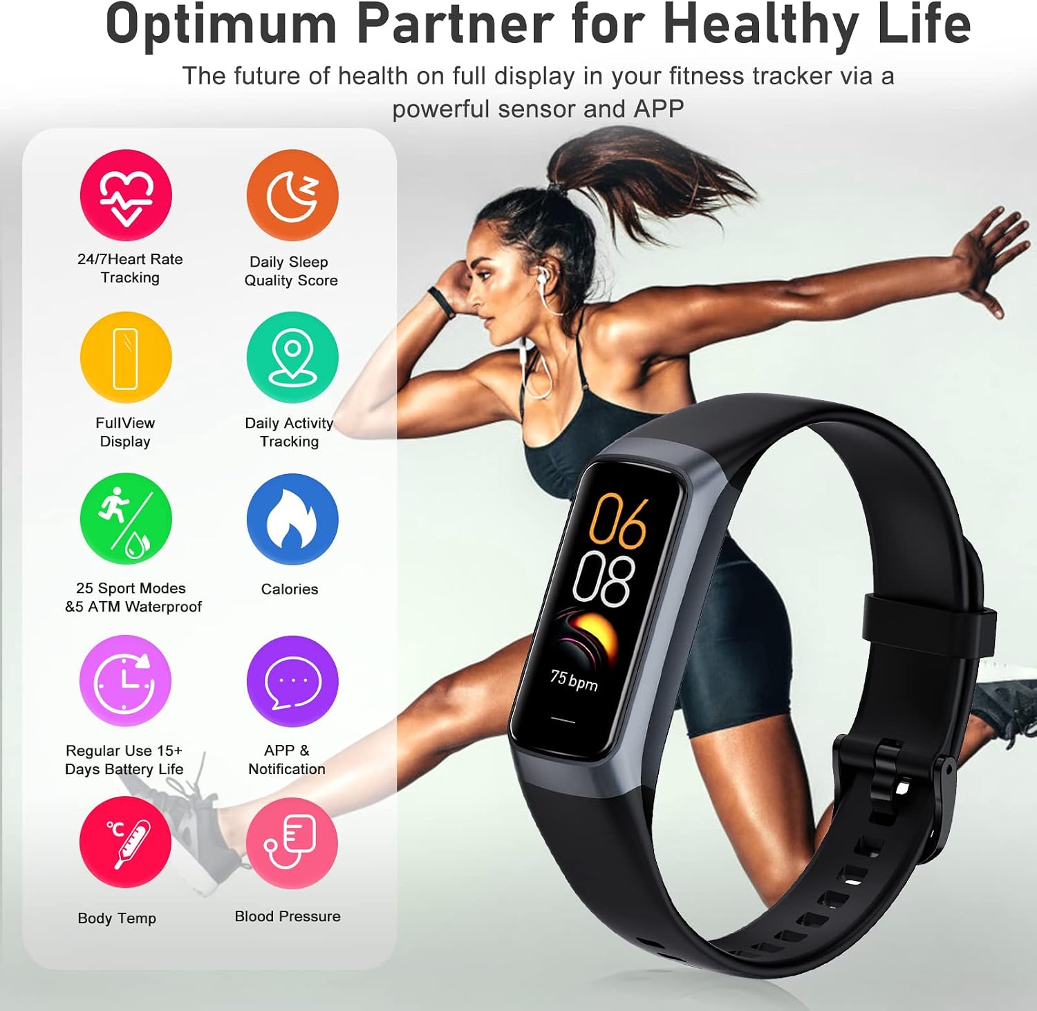 Zeacool Fitness Tracker with 24/7 Heart Rate, Blood Oxygen Blood Pressure Sleep Monitor, Activity Trackers 5 ATM Waterproof,Step Calorie Counter Pedometer Health Smart Watch for Women Men - Image 3