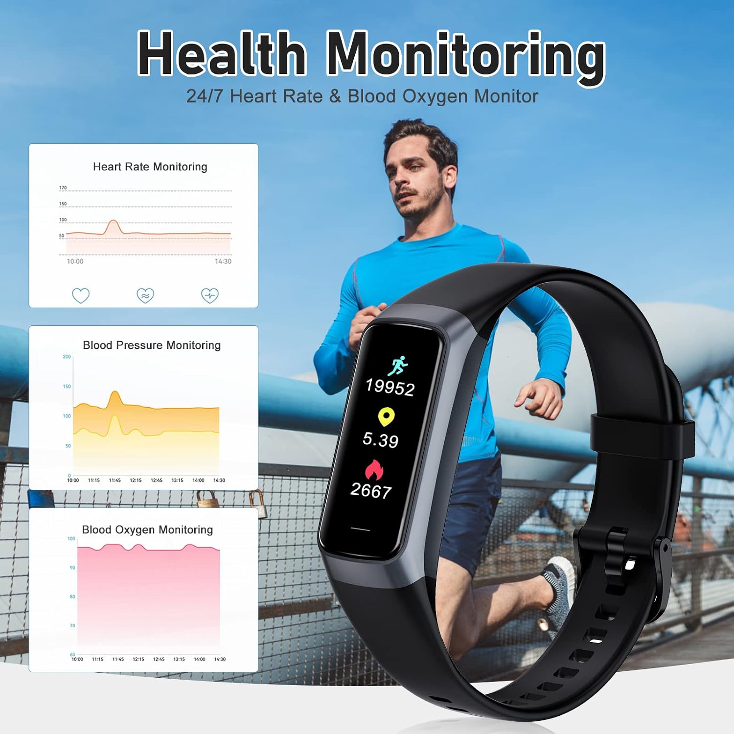Zeacool Fitness Tracker with 24/7 Heart Rate, Blood Oxygen Blood Pressure Sleep Monitor, Activity Trackers 5 ATM Waterproof,Step Calorie Counter Pedometer Health Smart Watch for Women Men - Image 6