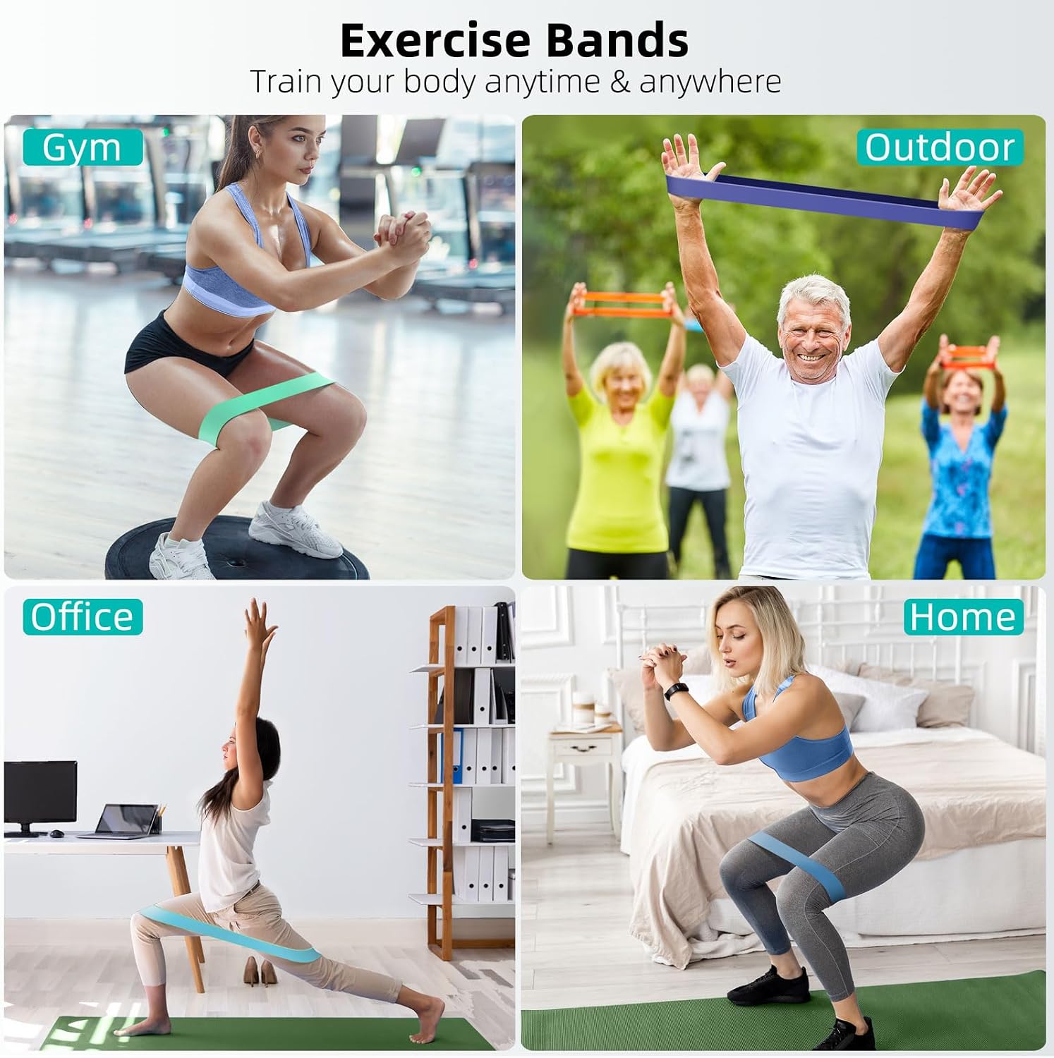 Resistance Bands for Working Out, 5-Pack Elastic Loop Exercise Bands for Strength Training Stretching, Home Gym Equipment for Pilates Yoga Physical Therapy, Leg Glute Arm Workout Kit for Women Men - Image 3