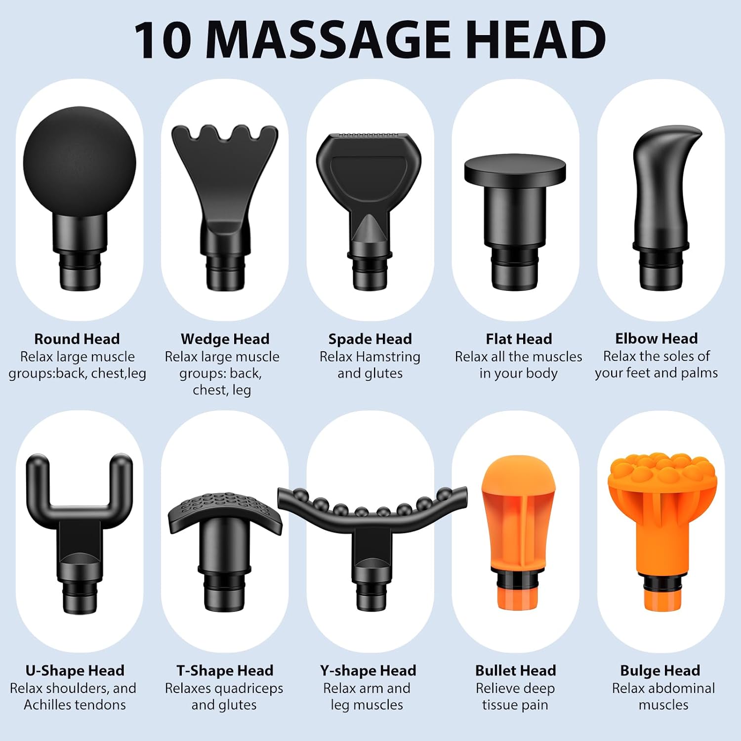 TOLOCO Massage Gun Deep Tissue, Percussion Massage Gun with 10 Replacement Heads, Super Quiet Portable Electric Massager for Athletes, Relax, Fathers Day Dad Gifts, Black - Image 5