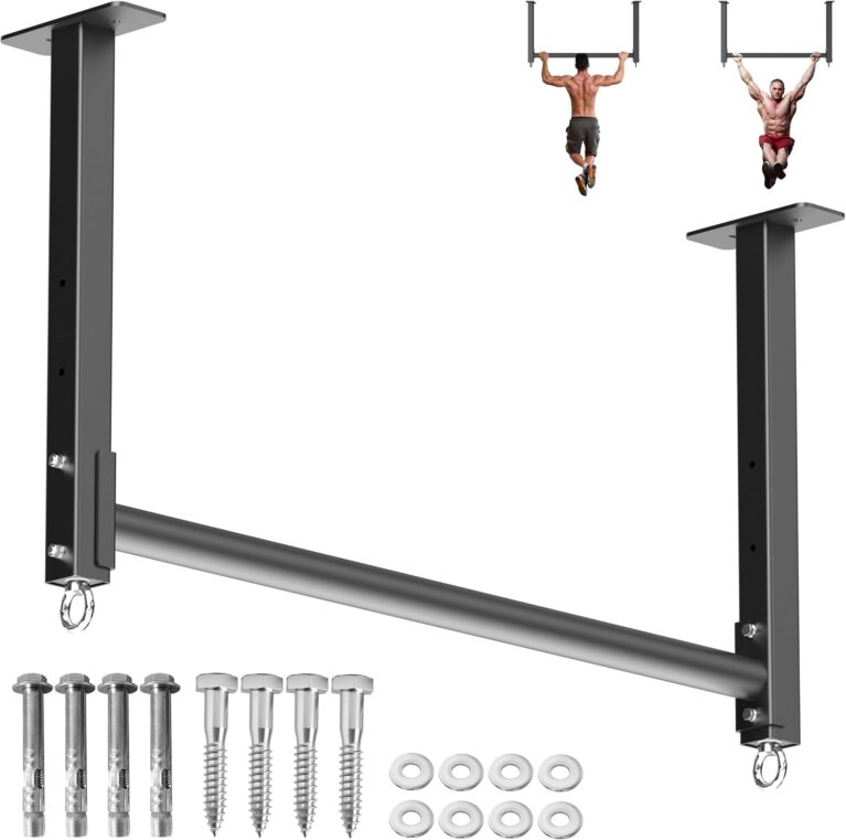 Ceiling Mounted Pull Up Bar, Heavy Duty 700 LBS Multi Grip Pull Up Bars, 16"/24" Rafter Chin Up Bar, Ceiling Joist for Garage/Gym/Basement with Comfortable Grip & Round Anchors, Easy to Install