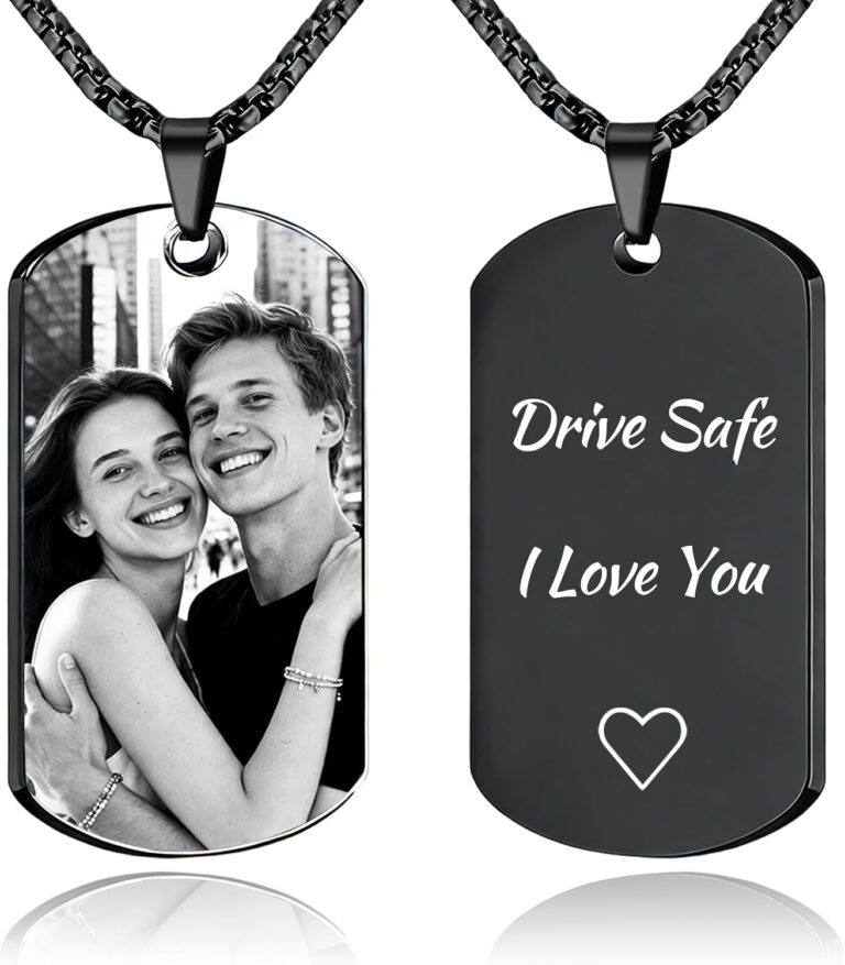 QYH Custom Picture Necklace with Picture - Personalized Gifts for Men