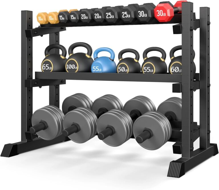 Jusgym Dumbbell Rack Stand Only, 3 Tier Adjustable Height & Angle 1200LBS