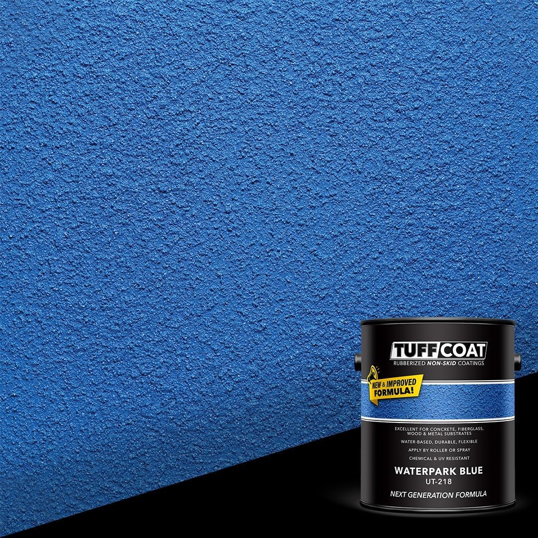 Tuff Coat Medium Texture Rubberized Non-Skid Deck Coating – Textured Non-Slip Safety Surface for Pool Decks, Docks, Boat Ramps, Patios, Walkways & High-Traffic Areas (UT-218 Waterpark Blue 1-gallon) - Image 7