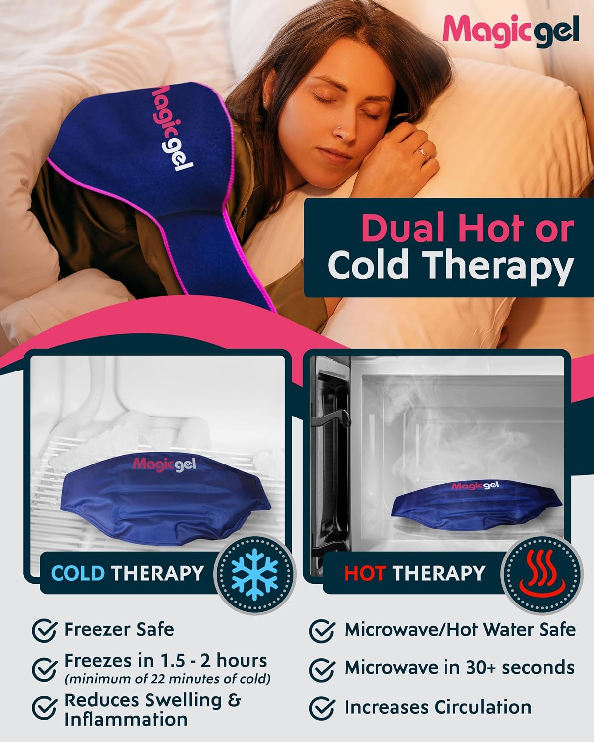 Magic Gel Ice Pack for Back Pain Relief | 2 Pack Reusable Lower Back Wrap for Hot or Cold Therapy | Relief for Lower Lumbar, Sciatic Nerve, Herniated or Degenerative Disc, Coccyx, Tailbone Pain - Image 6
