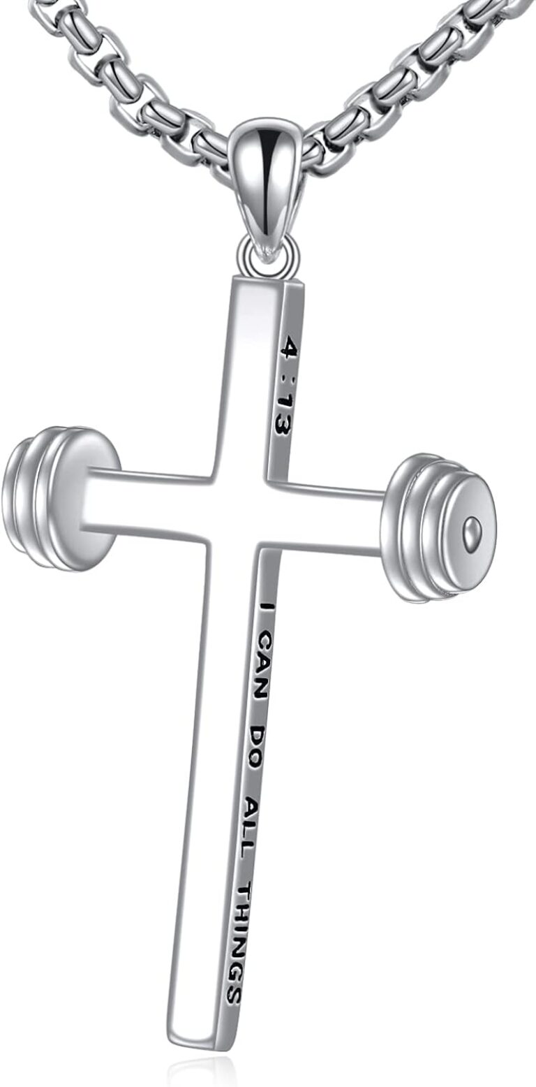 YFN Sport Necklace Sterling Silver Never Give Up I Can Do All Things Pendant Jewelry Sport Gifts for Women Men