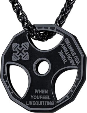 Weight Plate Necklace for Men Motiv...