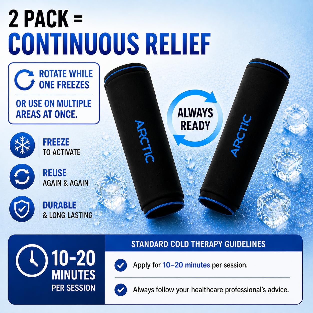 2 Pack - Premium Cold Therapy Compression Ice Sleeve, Knee Ice Pack Wrap for Injuries, Elbow, Quad & Hamstring Relief, Flexible & Reusable Cold Wrap Recovery for Meniscus, ACL, MCL, Ice & Heat Therapy - Image 6