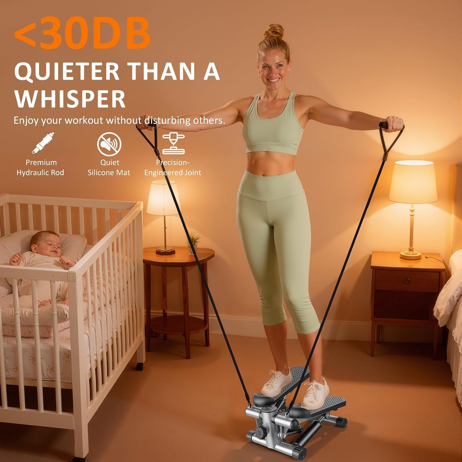 Stair Stepper with Resistance Bands for Home Exercise, Mini Stepper Machine for Indoor Fitness, Portable Home Gym Stepper for Full Body Workout, 300LBS Capacity - Image 5