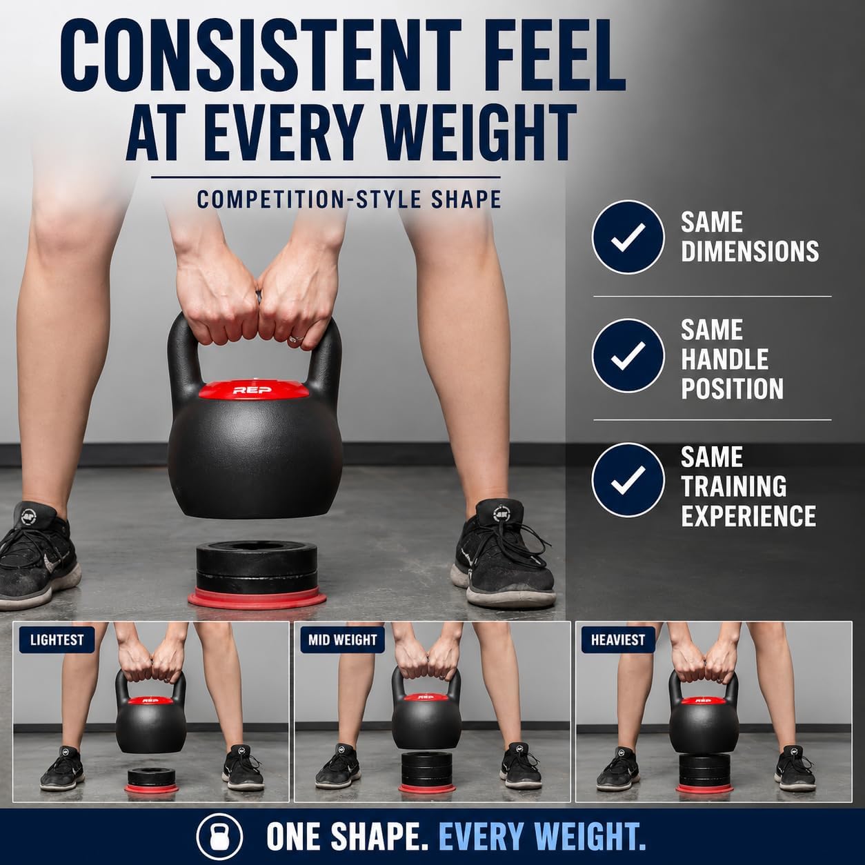 Rep Fitness Adjustable Kettlebell | Weight Set for Home Gym | Strength Training Equipment for Men & Women | Compact Steel Bell with Ergonomic Handle | Choose 16 kg, 24 kg or 40 lb Models - Image 5