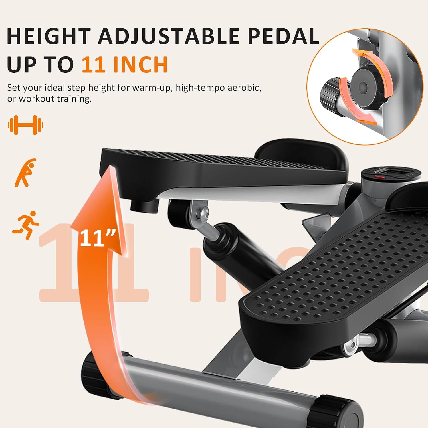 Stair Stepper with Resistance Bands for Home Exercise, Mini Stepper Machine for Indoor Fitness, Portable Home Gym Stepper for Full Body Workout, 300LBS Capacity - Image 3