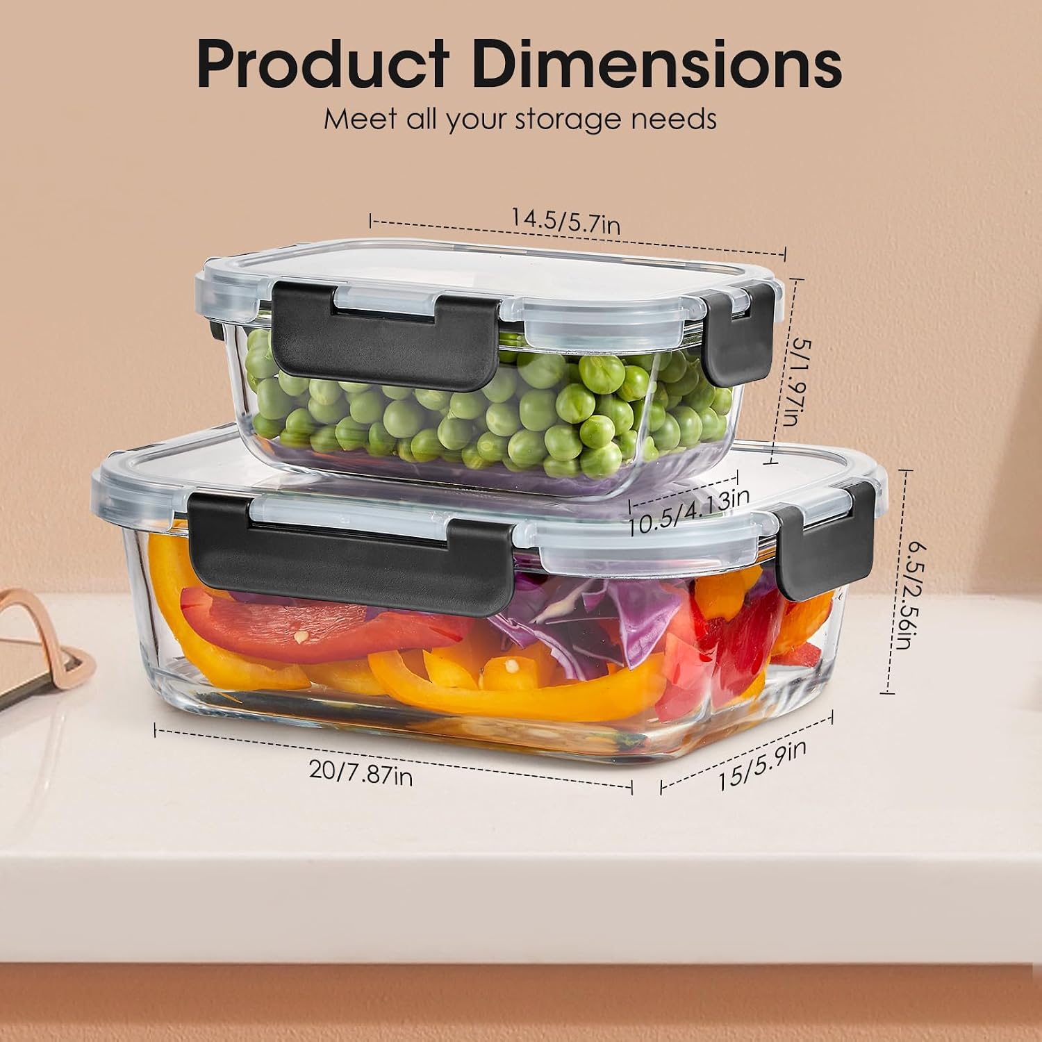 Liuruiyu 10 Pack Glass Food Storage Containers with Lids, Meal Prep Containers, Airtight Bento Boxes with Leak Proof Locking for Microwave, Oven, Freezer and Dishwasher, BPA Free - Image 7