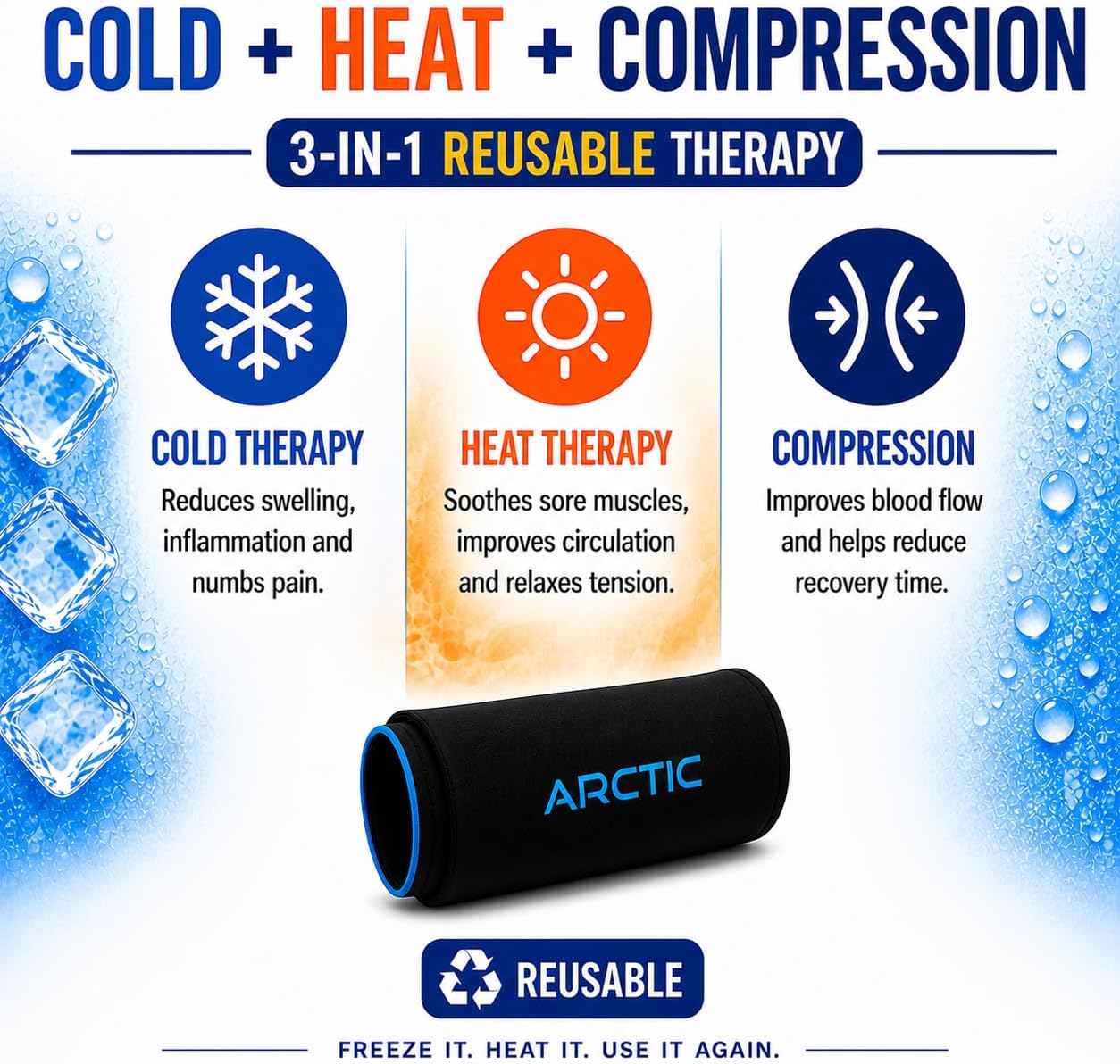2 Pack - Premium Cold Therapy Compression Ice Sleeve, Knee Ice Pack Wrap for Injuries, Elbow, Quad & Hamstring Relief, Flexible & Reusable Cold Wrap Recovery for Meniscus, ACL, MCL, Ice & Heat Therapy - Image 3