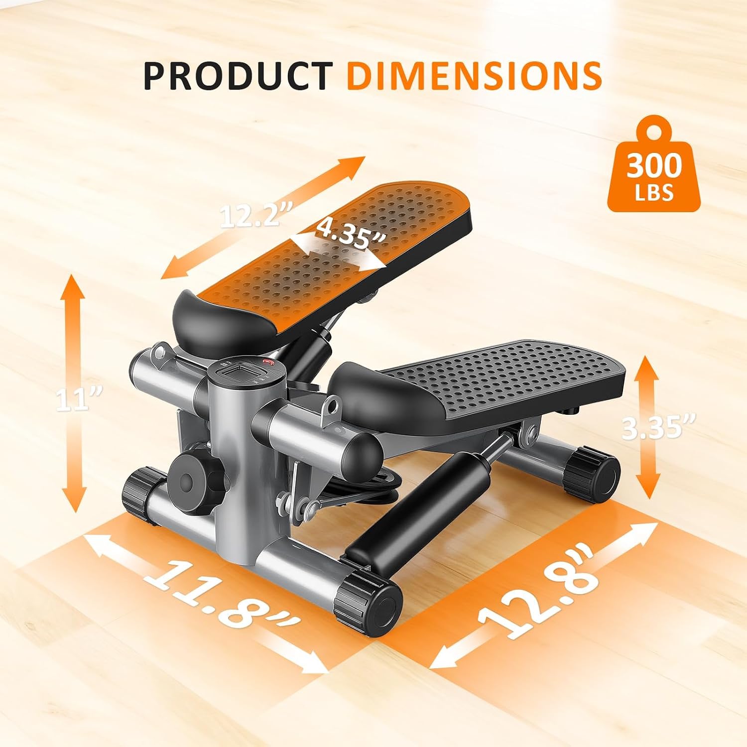 Stair Stepper with Resistance Bands for Home Exercise, Mini Stepper Machine for Indoor Fitness, Portable Home Gym Stepper for Full Body Workout, 300LBS Capacity - Image 2