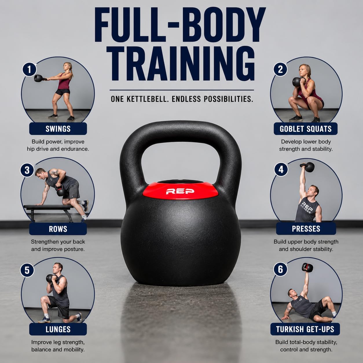 Rep Fitness Adjustable Kettlebell | Weight Set for Home Gym | Strength Training Equipment for Men & Women | Compact Steel Bell with Ergonomic Handle | Choose 16 kg, 24 kg or 40 lb Models - Image 8