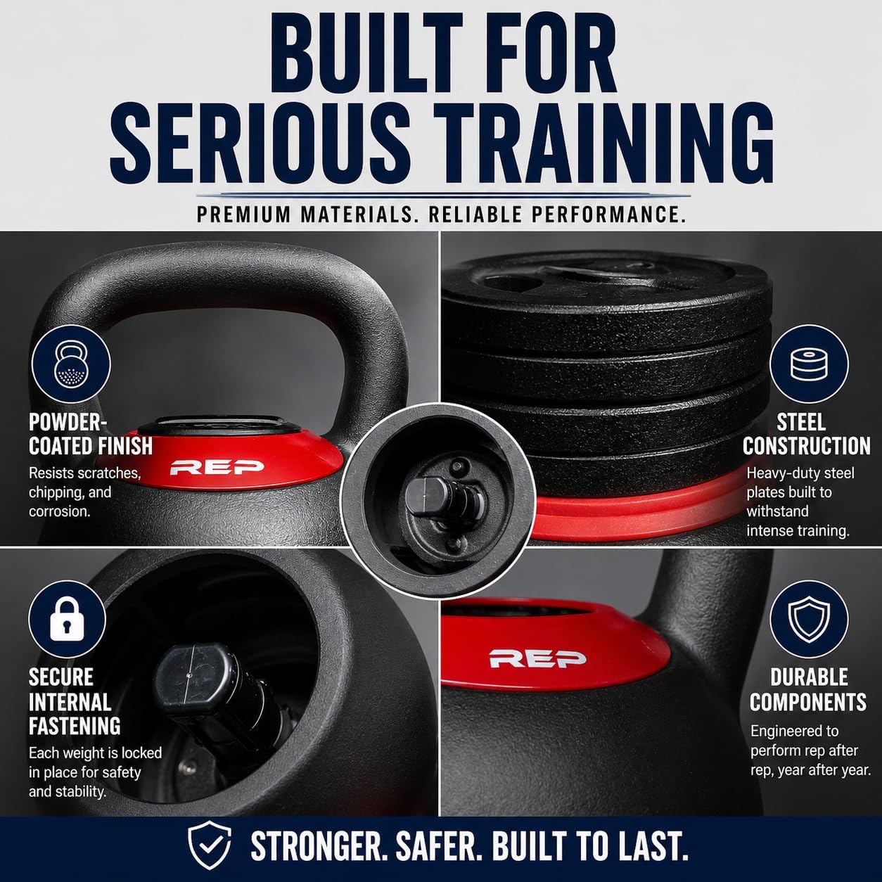 Rep Fitness Adjustable Kettlebell | Weight Set for Home Gym | Strength Training Equipment for Men & Women | Compact Steel Bell with Ergonomic Handle | Choose 16 kg, 24 kg or 40 lb Models - Image 6