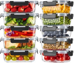 Liuruiyu 10 Pack Glass Food Storage...