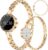 Women Luxury Diamond Smart Bracelet, Fashion Metal Band Fitness Tracker Watch for Ladies, Sleep Monitor Step Counter, Female Menstrual Cycle Tracking, Remote Camera, Gift for Her (Rose Gold)